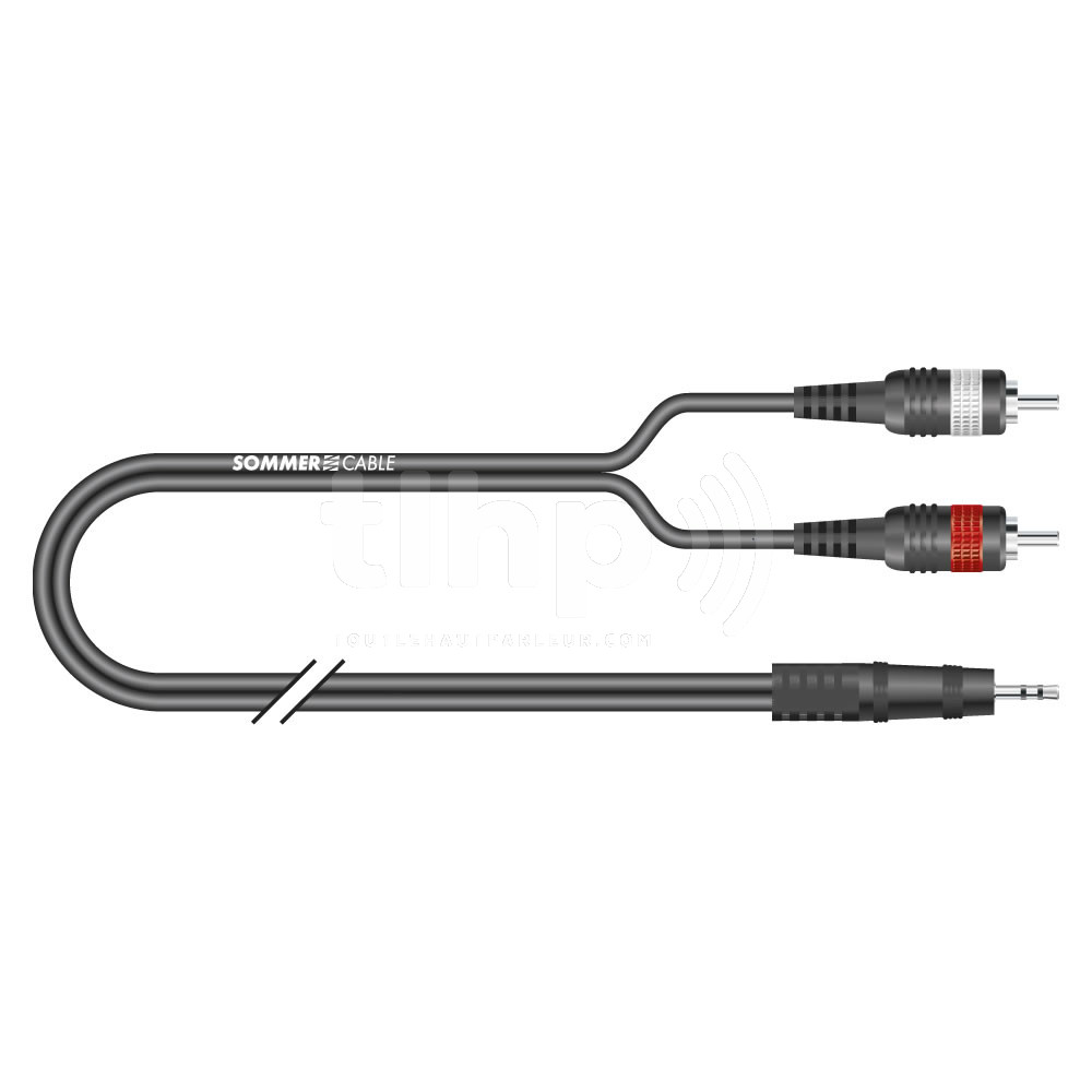 Câble mini jack 3.5 mm stéréo vers deux RCA mâle, Sommercable BV-CIJ3-0075,  longueur 3.0