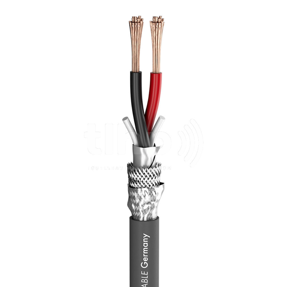Câble HP au mètre Sommercable MERIDIAN SP225 blindé pour installation,  enveloppe FRNC Ø7.8mm, gris, OFC