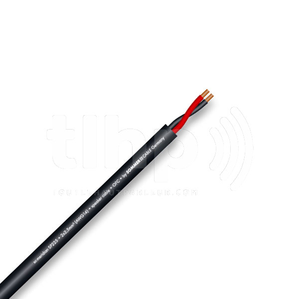 Câble HP au mètre Sommercable MERIDIAN SP225, PVC Ø7.8mm, noir, OFC,  2x2.5mm²