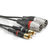 Câble instrument 0.9m double RCA mâle vers double XLR mâle 3 pôles, Sommercable HBP-M2C2, avec connecteurs à contacts plaqués or