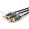 Câble audio Y, 3.0m, mini Jack 3.5 mm stéréo vers double RCA mâle, Sommercable HBA-3SC2, noir, avec connecteurs Hicon contacts plaqués or