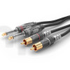 Câble instrument noir 6.0m double Jack mono 6.35 mm vers double RCA mâle, repères rouge/noir, Sommercable HBA-62C2, avec connecteurs Hicon à contacts plaqués or