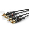 Câble audio 0.6m double RCA mâle (repères rouge/noir), Sommercable HBP-C2, noir, avec connecteurs Hicon contacts plaqués or