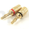 Paire de fiche banane, une rouge, une noire, longueur totale 38.7 mm, laiton plaqué or