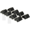 Lot de 8 coins d'enceinte noir en plastique ABS, stackable (emboîtements mâle/femelle), 83.5 x 58 mm, 2 pattes