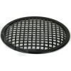 Grille TLHP pour haut-parleur 8 pouce, diamètre extérieur 206 mm, acier épais finition noire, trous carrés 8x8 mm, collerette périphérique caoutchouc