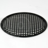 Grille TLHP pour haut-parleur 10 pouce, diamètre extérieur 257 mm, acier épais finition noire, trous carrés 8x8 mm, collerette périphérique caoutchouc