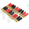 Lot de vingt cosses plate femelle 6.3 mm acier plaqué-or isolées et repérées (10 rouge, 10 noir), à souder ou à sertir, pour conducteur jusqu'à 4 mm² (diamètre 2.5 mm)