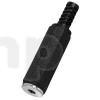 Fiche mini-Jack 3.5 mm mono femelle en plastique, blindage et protection de flexion du câble, pour câble diamètre 5 mm
