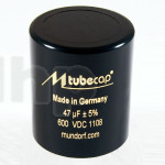 Condensateur Mundorf TubeCap 200µF ±5%, 550VDC/100VAC, Ø65xH85mm, raccordements M6 empattement 27.5mm