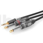 Câble audio Y, 0.9m, mini Jack 3.5 mm stéréo vers double Jack 6.35 mm mono, Sommercable HBA-3S62, avec connecteurs Hicon contacts plaqués or