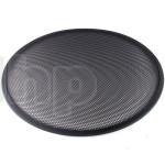 Grille haut-parleur ronde, acier noir, trous ronds, diamètre extérieur 460 mm (+/-2mm), pour haut-parleur 18 pouce