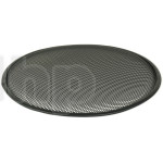 Grille TLHP pour haut-parleur 18 pouce, diamètre extérieur 466 mm, acier épais finition noire, trous ronds diamètre 4 mm, collerette périphérique caoutchouc