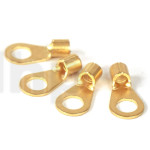 Lot de quatre cosses à œillet Mundorf à sertir ou à souder, M6, cuivre-Beryllium plaqué or, pour conducteurs de 1.5 à 2.5 mm²
