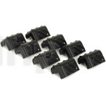 Lot de 8 coins d'enceinte noir en plastique ABS, stackable (emboîtements mâle/femelle), 83.5 x 58 mm, 2 pattes