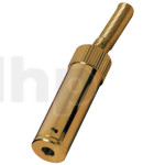 Fiche mini-Jack 3.5 mm stéréo femelle en métal plaqué-or, blindage et protection de flexion du câble, pour câble diamètre 4.2 mm