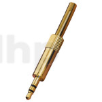 Fiche mini-Jack 3.5 mm stéréo mâle en métal plaqué-or, blindage et protection de flexion du câble, pour câble diamètre 3.6 mm