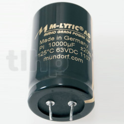 Condensateur Mundorf MLGO100 1000µF ±20%, 100VDC, Ø25xH30mm, raccordements 1.2mm empattement 10mm