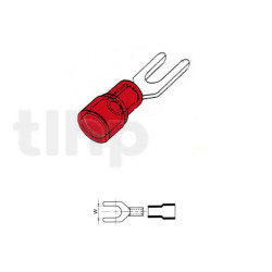 Cosse fourches 3.7 mm, lot de 10 unités, isolant rouge, pour conducteurs 0.5 à 1.0 mm²
