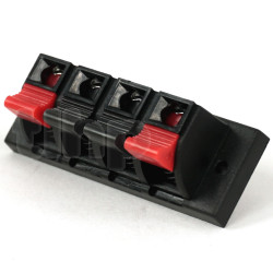 Bornier plastique 4 voies à pince, façade rectangle 69.5x25 mm