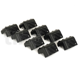 Lot de 8 coins d'enceinte noir en plastique ABS, stackable (emboîtements mâle/femelle), 83.5 x 58 mm, 2 pattes