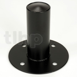 Embase en acier noir à encastrer, robuste, façade 110 mm, profondeur total 100 ​​mm, pour pieds d'enceinte avec tube de 35 mm de diamètre