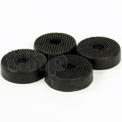 Lot de 4 pieds caoutchouc noir pour enceinte, diamètre 38.65 mm, épaisseur 20 mm, avec insert acier pour maintien mécanique