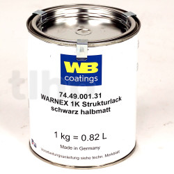 Pot de peinture professionnelle 1kg Warnex noire texturée, spéciale pour enceinte, application au rouleau "nid d'abeille"