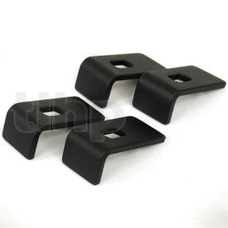 Lot de 4 pattes de fixation pour grille, acier épais, finition noir, dimensions 37.5 x 20 mm, hauteur 16 mm, pour grille / haut-parleur de 5 à 8 pouce