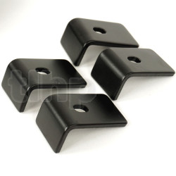 Lot de 4 pattes de fixation pour grille, acier épais, finition noir, dimensions 50 x 32 mm, hauteur 24 mm, pour grille / haut-parleur de 15 à 21 pouce