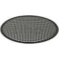 Grille TLHP pour haut-parleur 18 pouce, diamètre extérieur 466 mm, acier épais finition noire, trous carrés 8x8 mm, collerette périphérique caoutchouc