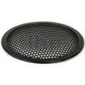 Grille TLHP pour haut-parleur 6 pouce, diamètre extérieur 155.5 mm, acier épais finition noire, trous ronds diamètre 4 mm, collerette périphérique caoutchouc