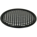 Grille TLHP pour haut-parleur 8 pouce, diamètre extérieur 206 mm, acier épais finition noire, trous carrés 8x8 mm, collerette périphérique caoutchouc