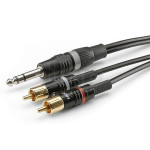 Câble instrument 6m double RCA mâle vers Jack 6.35 mm stéréo, Sommercable HBP-6SC2, avec connecteurs à contacts plaqués or