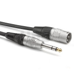 Câble instrument 0.3m XLR mâle 3 pôles vers Jack 6.35 mm stéréo, Sommercable HBP-XM6S, avec connecteurs à contacts plaqués or