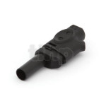 Fiche banane 53 mm, PVC noir, empilable, connexion à souder, pointe isolée