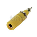 Douille jaune 44 mm pour fiche babane 4 mm, ou câble max 7.7 mm, pour montage sur panneau max 7 mm