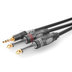 Câble audio Y, 1.5m, mini Jack 3.5 mm stéréo vers double Jack 6.35 mm mono, Sommercable HBA-3S62, avec connecteurs Hicon contacts plaqués or