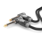 Câble instrument noir 0.3m Jack coudé mono 6.35 mm, Sommercable HBA-6A, avec connecteurs Hicon à contacts plaqués or