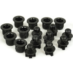 Lot de 8 clips (mâle+femelle) pour façade d'enceinte, plastique noir