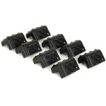 Lot de 8 coins d'enceinte noir en plastique ABS, stackable (emboîtements mâle/femelle), 83.5 x 58 mm, 2 pattes