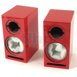 Paire d'ébénisteries finition rouge brillant (avec grilles pour haut-parleurs) pour kit SB Acoustics Micro C