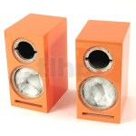 Paire d'ébénisteries finition orange brillant (sans grilles) pour kit SB Acoustics Micro