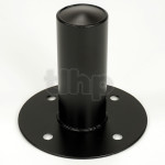 Embase en acier noir à encastrer, robuste, façade 110 mm, profondeur total 100 ​​mm, pour pieds d'enceinte avec tube de 35 mm de diamètre