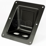 Cuvette acier noir à encastrer, pour deux embases format D (exemple Neutrik NL4MPXX), façade 170 x 140 mm, profondeur totale 57 mm