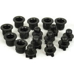 Lot de 8 clips (mâle+femelle) pour façade d'enceinte, plastique noir