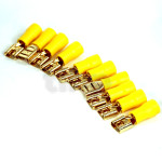 Lot de 10 cosses Fast-on 6.3 mm femelle plaqué or, isolant jaune, pour conducteur de 4 à 6 mm²