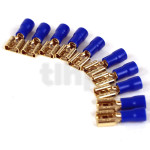 Lot de 10 cosses Fast-on 6.3 mm femelle plaqué or, isolant bleu, pour conducteur de 1.5 à 2.5 mm²