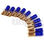 Lot de 10 cosses Fast-on 6.3 mm femelle plaqué or, isolant bleu, pour conducteur de 1.5 à 2.5 mm²