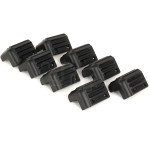 Lot de 8 coins d'enceinte noir en plastique ABS, stackable (emboîtements mâle/femelle), 54.5 x 36.8 mm, 2 pattes